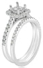 .57CT DIAMOND 18K WHITE GOLD ROUND SQUARE SEMI MOUNT ENGAGEMENT WEDDING RING SET