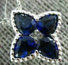 ESTATE 1.04CT DIAMOND & AAA SAPPHIRE 18K WHITE GOLD FLOWER STAR MILGRAIN PENDANT