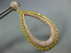LARGE 4.97CT PINK & FANCY YELLOW DIAMOND 18K YELLOW & ROSE GOLD HANGING EARRINGS