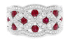 ESTATE 1.24CT DIAMOND & AAA RUBY 14KT WHITE GOLD 3D FLOWER BUTTERFLY LOVE RING