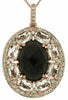 ESTATE 6.25CT DIAMOND & AAA WHITE & SMOKY TOPAZ 14KT ROSE GOLD 3D OVAL PENDANT