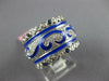 WIDE 1.62CT DIAMOND & AAA SAPPHIRE & BLUE ENAMEL 18K WHITE GOLD 3D ETERNITY RING