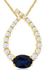 .98CT DIAMOND & AAA SAPPHIRE 14K YELLOW GOLD OVAL & ROUND TEAR DROP LOVE PENDANT