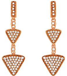 ESTATE .36CT DIAMOND 14KT ROSE GOLD 3D ROUND TRIANGULAR JOURNEY HANGING EARRINGS