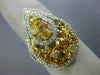ESTATE LARGE 2.23CT WHITE & FANCY YELLOW DIAMOND 18KT WHITE GOLD PEAR SHAPE RING