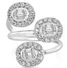 LARGE 1.14CT DIAMOND 18KT WHITE GOLD 3D ROUND & BAGUETTE INVISIBLE OVAL FUN RING