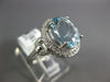 ESTATE WIDE 3.25CT DIAMOND & AAA AQUAMARINE 14KT WHITE GOLD OVAL ENGAGEMENT RING