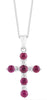 ESTATE .41CT DIAMOND & AAA RUBY 14KT WHITE GOLD CLASSIC CROSS FLOATING PENDANT