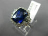 ESTATE LARGE 6.72CT DIAMOND & AAA SAPPHIRE PLATINUM CUSHION HALO ENGAGEMENT RING