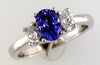 1.20CT DIAMOND & AAA TANZANITE 14KT WHITE GOLD 3D OVAL 3 STONE ENGAGEMENT RING
