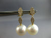 ESTATE LARGE .45CT DIAMOND & AAA SOUTH SEA PEARL 18KT YELLOW GOLD CLASSIC LEAF EARRINGS