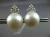 LARGE .60CT DIAMOND & AAA SOUTH SEA PEARL 18K WHITE GOLD 3D FLOWER STUD EARRINGS