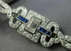 ANTIQUE WIDE 5.30CT OLD MINE DIAMOND & AAA SAPPHIRE PLATINUM FILIGREE BRACELET