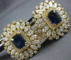 ANTIQUE EXTRA LARGE 15.16CT DIAMOND & SAPPHIRE 18KT YELLOW GOLD CLIP ON EARRINGS