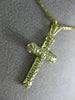 ANTIQUE .30CT DIAMOND 14KT YELLOW GOLD 3D CLASSIC CROSS FLOATING PENDANT #2891