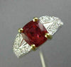 WIDE 1.65CT DIAMOND & AAA CUSHION CUT SPINAL 14K TWO TONE GOLD ENGAGEMENT RING