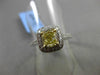 ESTATE 1.06CT GIA FANCY YELLOW DIAMOND 18KT WHITE GOLD HALO 3D ENGAGEMENT RING