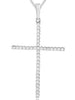 .21CT DIAMOND 14KT WHITE GOLD ROUND CLASSIC SHARED PRONG CROSS FLOATING PENDANT