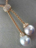 LARGE .42CT DIAMOND & WHITE PINK SOUTH SEA PEARL 18KT ROSE GOLD LARIAT NECKLACE