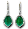 LARGE 17.16CT DIAMOND & AAA EMERALD 18KT WHITE GOLD MULTI SHAPE HANGING EARRINGS
