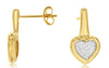 .12CT DIAMOND 14KT YELLOW GOLD 3D CLASSIC PAVE HEART SHAPE FUN HANGING EARRINGS