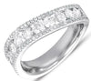 1.18CT DIAMOND 14KT WHITE GOLD 3D CLASSIC 3 ROW SWIRL CHANNEL ANNIVERSARY RING