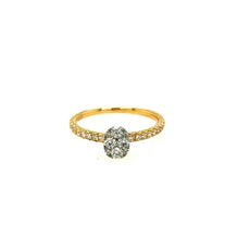 ESTATE .45CT DIAMOND 18KT WHITE GOLD 3D CLASSIC ROUND CLUSTER OVAL FUN RING