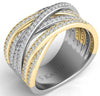 LARGE 1.25CT DIAMOND 14KT 2 TONE GOLD 3D MULTI ROW CRISS CROSS ANNIVERSARY RING