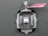 LARGE 1.58CT DIAMOND & AAA ONYX & CRYSTAL 18K WHITE GOLD SQUARE FLOATING PENDANT