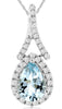 LARGE .80CT DIAMOND & AAA AQUAMARINE 14KT WHITE GOLD TEAR DROP FLOATING PENDANT