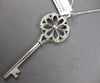 LARGE .18CT DIAMOND 14KT WHITE GOLD 3D FLOWER KEY TO YOUR HEART FLOATING PENDANT