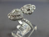 LARGE 1.3CT DIAMOND 14KT WHITE GOLD 3D ROUND & BAGUETTE DOUBLE HEART LOVE RING