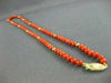 ESTATE AAA RED CORAL & GOLD BEADS 14KT Y GOLD NECKLACE & FILIGREE LOCK 5MM 22069