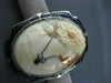 ANTIQUE LARGE DIAMOND FILIGREE BLUE ENAMEL LADY CAMEO 14KT WHITE PENDANT #22634