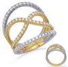 ESTATE LARGE .84CT DIAMOND 14KT WHITE AND YELLOW GOLD 3D INFINITY LOVE RING