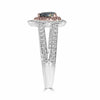 WIDE 1.15CT MULTI COLOR DIAMOND 18K WHITE & ROSE GOLD PEAR SHAPE ENGAGEMENT RING