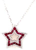 ESTATE .92CT DIAMOND & AAA RUBY 18KT WHITE GOLD TRIPLE STAR FUN FLOATING PENDANT