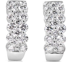 ESTATE 1.80CT DIAMOND 14KT WHITE GOLD 3D 3 ROW CLASSIC UMBRELLA HANGING EARRINGS