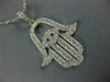 LARGE 1.03CT DIAMOND 14KT WHITE GOLD HAMSA LUCKY PENDANT #22067