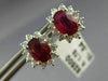 ESTATE 2.32CT DIAMOND & AAA RUBY 14K WHITE GOLD OVAL FLOWER STUD EARRINGS #25794