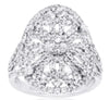 ESTATE LARGE 1.2CT DIAMOND 14KT WHITE GOLD 3D OPEN FILIGREE OVAL FLOWER FUN RING