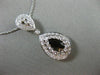 ESTATE LARGE 1.30CT DIAMOND & SMOKY TOPAZ 14KT WHITE GOLD MILGRAIN PEAR PENDANT