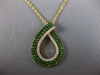 1.27CT DIAMOND & AAA TSAVORITE 18KT YELLOW GOLD TEAR DROP LOVE KNOT FUN PENDANT