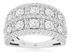 WIDE 2.50CT DIAMOND 14KT WHITE GOLD 3D MULTI ROW SQUARE WEDDING ANNIVERSARY RING