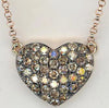 ESTATE .52CT MOCHA DIAMOND 14KT ROSE GOLD 3D CLASSIC HEART PAVE LOVE NECKLACE