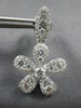 ESTATE LARGE 1.69CT DIAMOND 18KT WHITE GOLD 3D FLOWER LEAF FUN HANGING EARRINGS