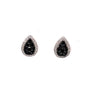 ESTATE .77CT WHITE & BLACK DIAMOND 18KT WHITE GOLD TEAR DROP PAVE STUD EARRINGS
