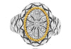 ESTATE .06CT DIAMOND 14KT 2 TONE GOLD 3D OPEN FILIGREE OVAL FLOWER FUN RING