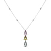 8.20CT DIAMOND & AAA MULTI COLOR SAPPHIRE 18KT WHITE GOLD 3 STONE LOVE NECKLACE