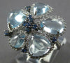 LARGE 9.94CT DIAMOND & AAA BLUE TOPAZ & SAPPHIRE 14KT WHITE GOLD FLOWER FUN RING